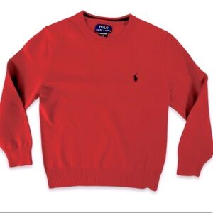 Polo Ralph Lauren Sweater, Red Pima Cotton Sweater with Blue Polo Pony, EUC